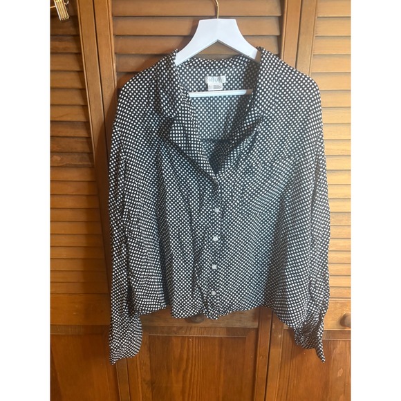 Cooperative Tops - Cooperative Urban Outfitters Polka Dot Button Down Shirt Black White Large L